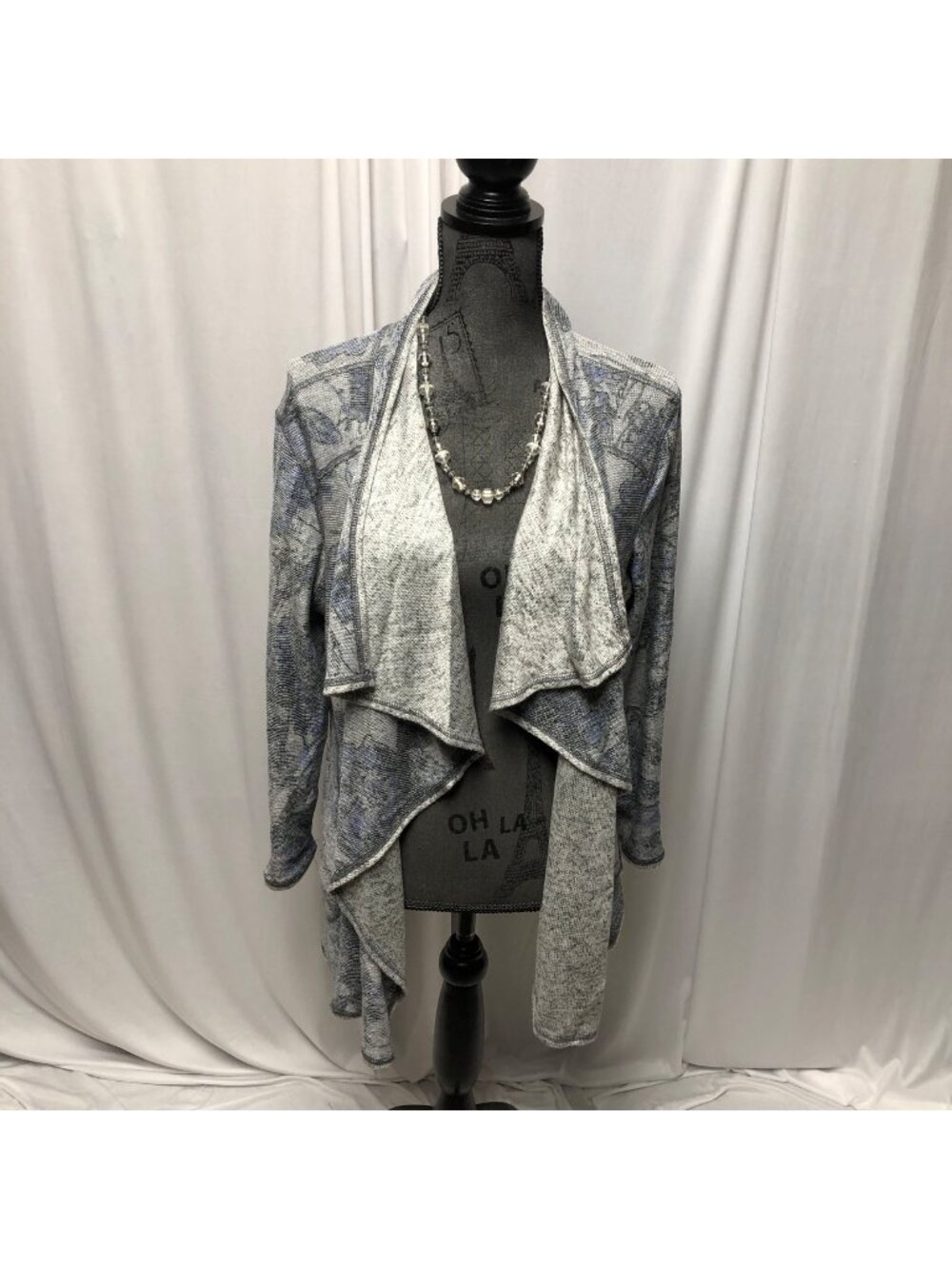 Christopher and Banks Cardigan Womens Size Medium Gray Draped Open Front Sweater